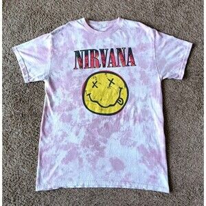 Nirvana T-Shirt Men's Size Small Graphic Print Tie Dye Pink Shirt